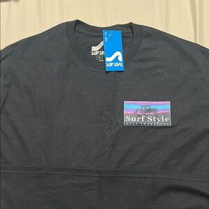 Surf Style Black Short Sleeve Tee with Mountain Logo